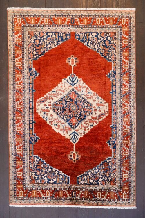 Orange Handwoven Rug from Afghanistan