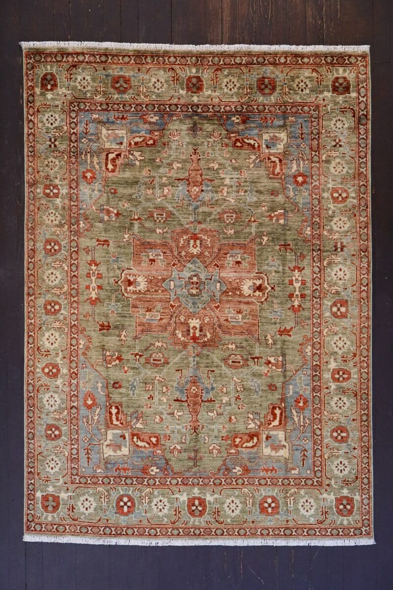 afghan handwoven rug green1