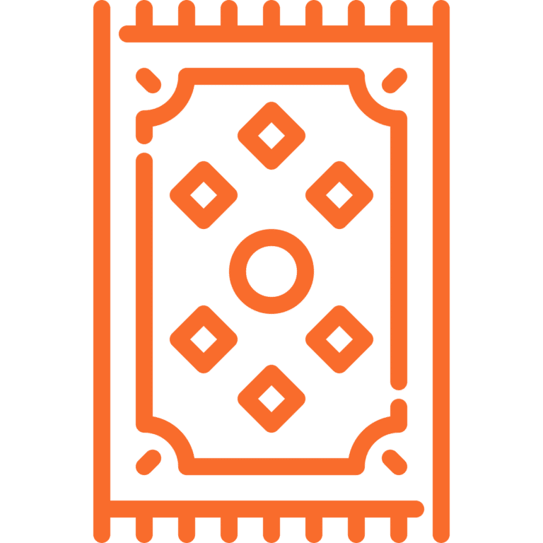 orange handmade oriental rug from Orientiq